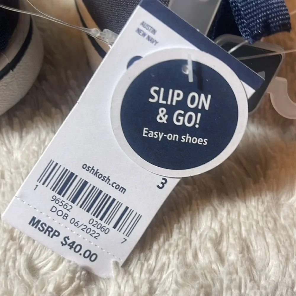 NWT oshkosh b’gosh slip on shoes youth 3